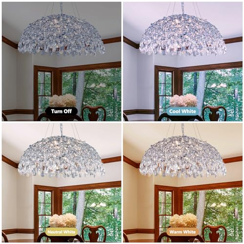 Modern Crystal Chandelier, Gold Pendant Flower Hanging Lighting