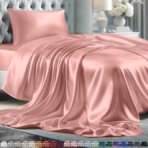 Queen Size Set 4 Pcs - Silky & Luxuriously Soft Satin Bed Sheets