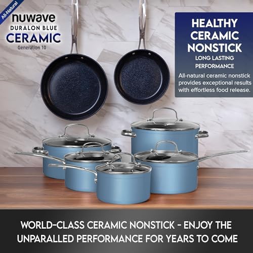 Ceramic Nonstick Cookware Set, Diamond Infused Scratch-Resistant