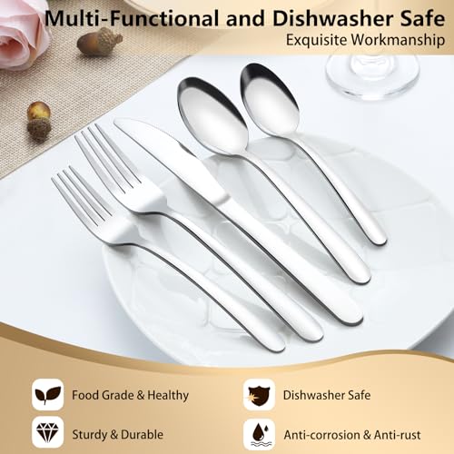 72-Pieces Silverware Sets for 12, Flatware Set with Steak Knives