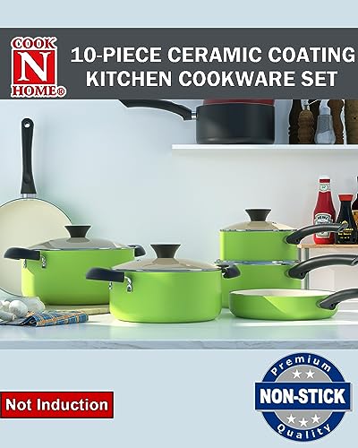 Pots and Pans Set Nonstick, 10-Piece Ceramic Kitchen Cookware Sets