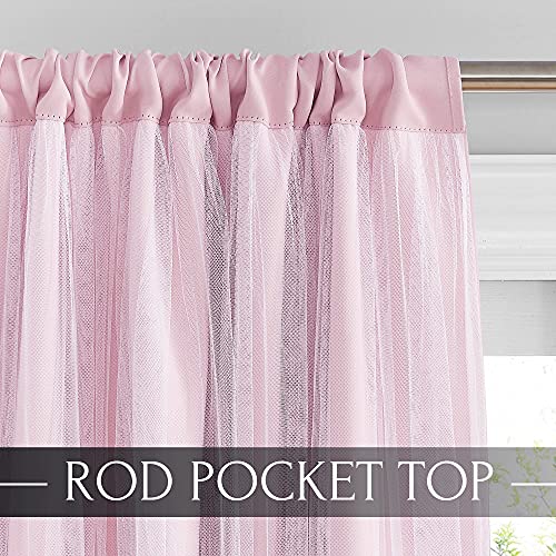 Double-Layered Curtains with Tie-Backs Sheer Drapes Light Blocking, 2 Pcs