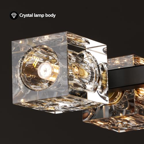 13-Lights Modern Crystal Living Room Light Fixture, Black and Gold