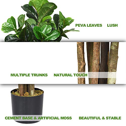 Fiddle Leaf Fig Tree, 6FT Tall Artificial Tree Greenery Plants in Pots