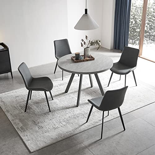 Round Dining Table Set for 4,  (Dining Table + 4 Black Chairs)