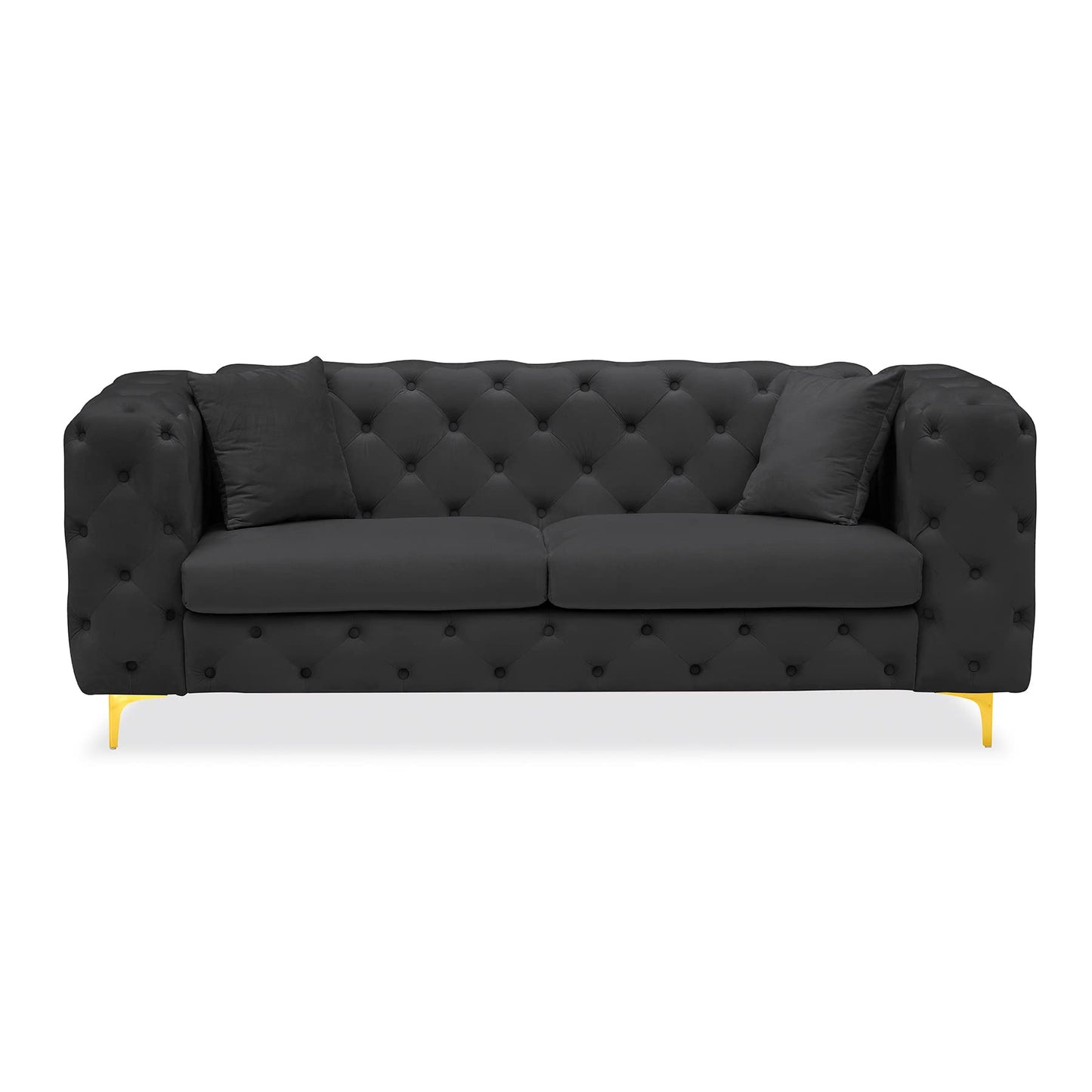 75 Inch Sofa Couch Modern Velour Upholstered Couch Tufted Casual Velvet Sofa