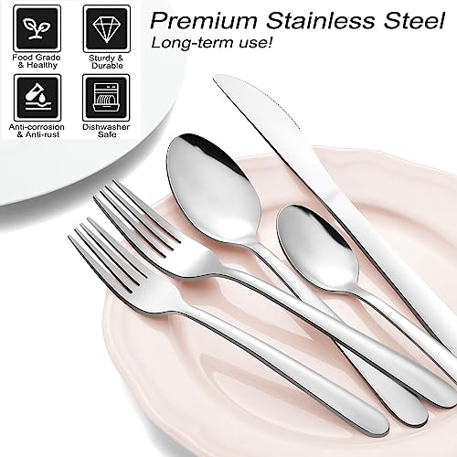 72-Pieces Silverware Sets for 12, Flatware Set with Steak Knives