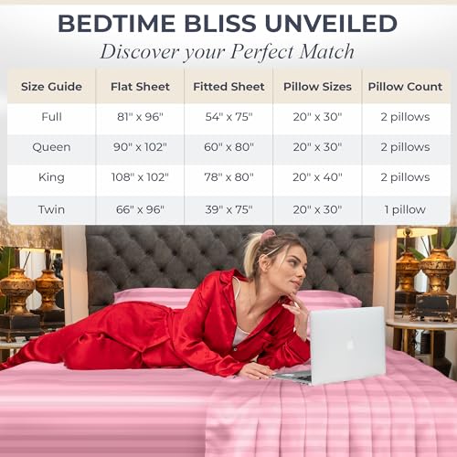 Queen Size Set 4 Pcs - Silky & Luxuriously Soft Satin Bed Sheets