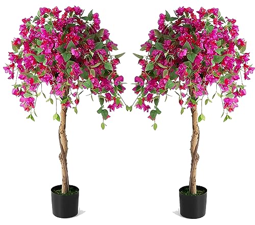 4.4FT Bougainvillea Artificial Tree, Tall Fake Floor Plant for Indoor Outdoor Décor