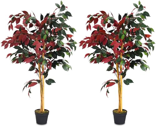 4ft Artificial Fake Ficus Tree for Indoor Outdoor Decorations