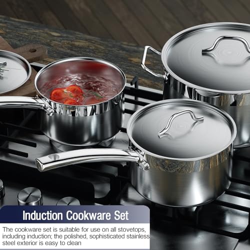 Kitchen Cookware Sets Stainless Steel, Professional Pots and Pans