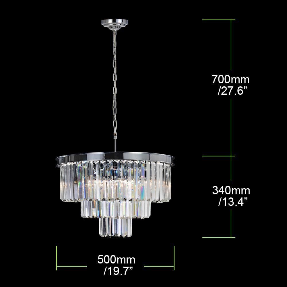 Luxury Smoke Crystal Chrome Chandelier, 8 Lights Pendant