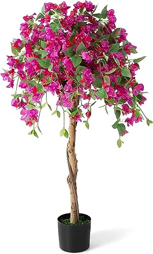 4.4FT Bougainvillea Artificial Tree, Tall Fake Floor Plant for Indoor Outdoor Décor