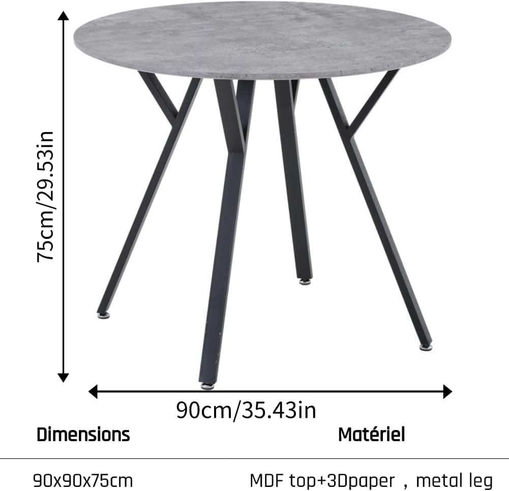 5-Piece Marble Modern Dining Table with 4 Chairs for Dining Room