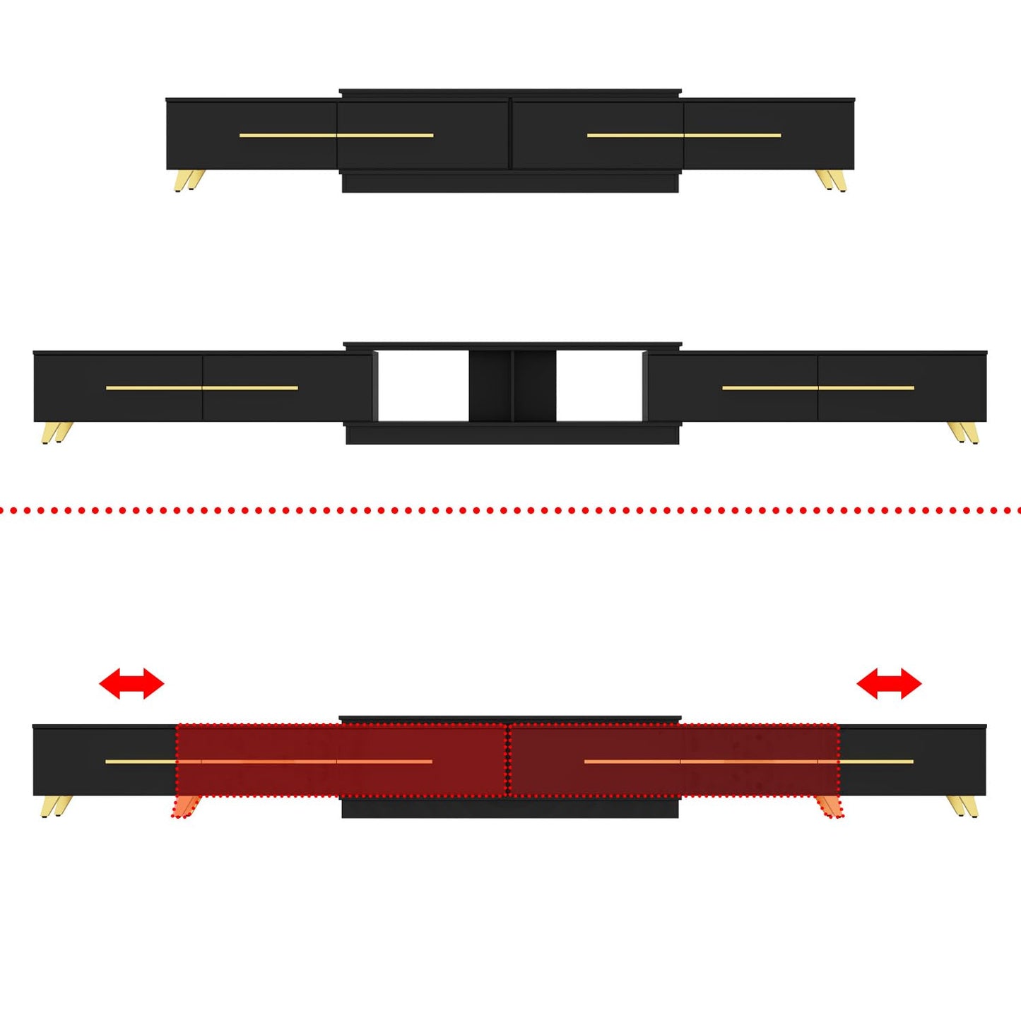 TV Stand with 4 Drawers, Extendable Gaming Entertainment Center