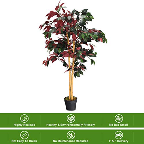 4ft Artificial Fake Ficus Tree for Indoor Outdoor Decorations