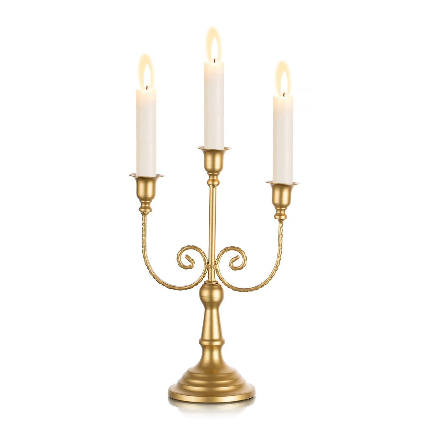 Gold Taper Candle Holder for Centerpiece - 3-candle Candlesticks Holder