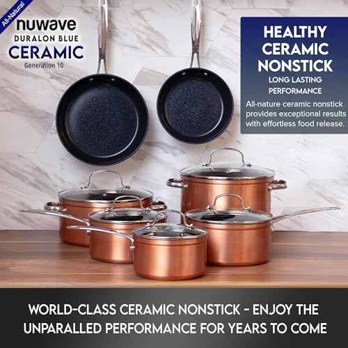 Ceramic Nonstick Cookware Set, Diamond Infused Scratch-Resistant