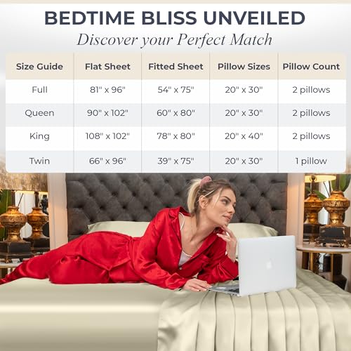 Queen Size Set 4 Pcs - Silky & Luxuriously Soft Satin Bed Sheets