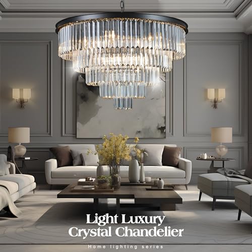 Luxury Smoke Crystal Chrome Chandelier, 8 Lights Pendant