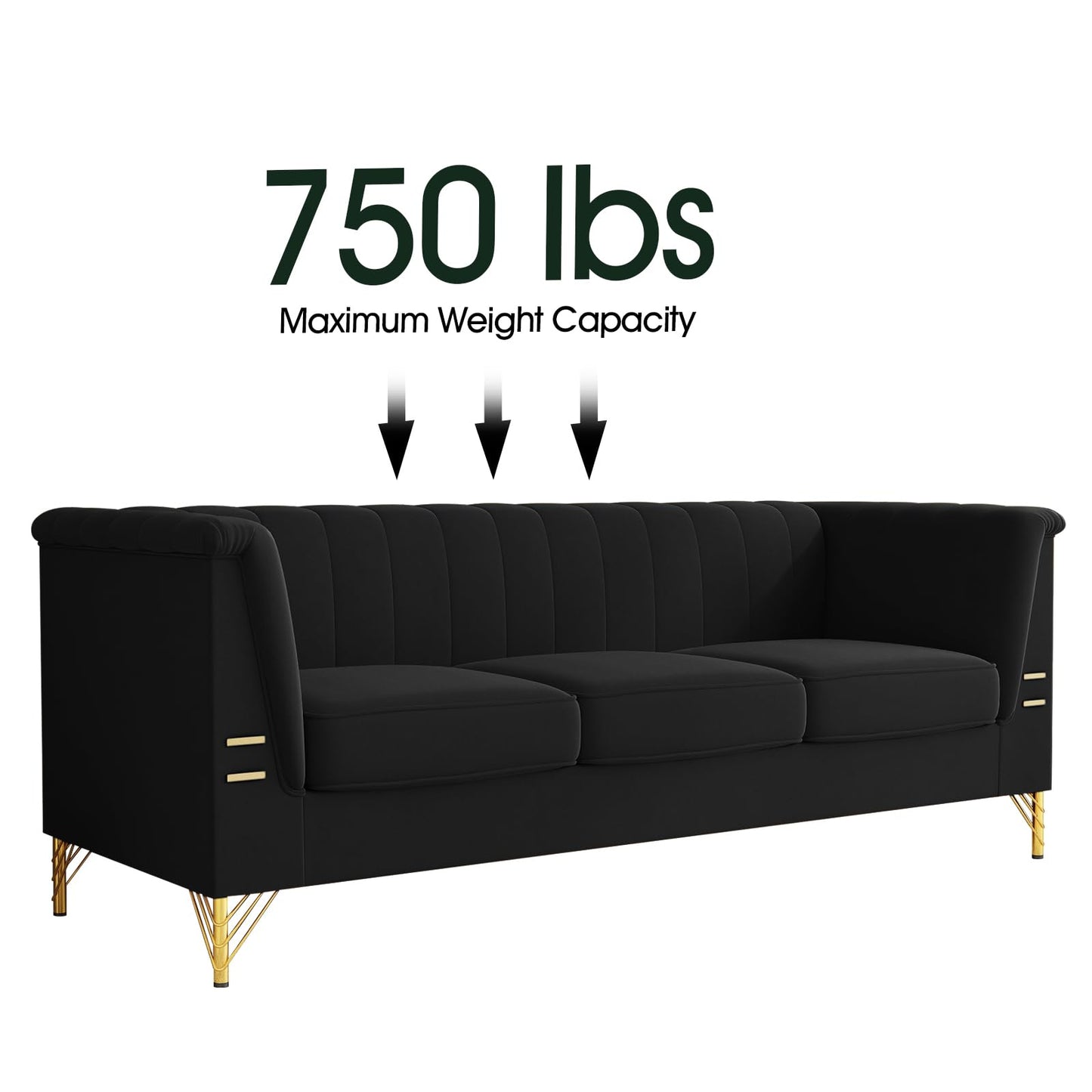 83" Chesterfield Button Tufted Sofa Velvet Upholstered Couch 3 Seat