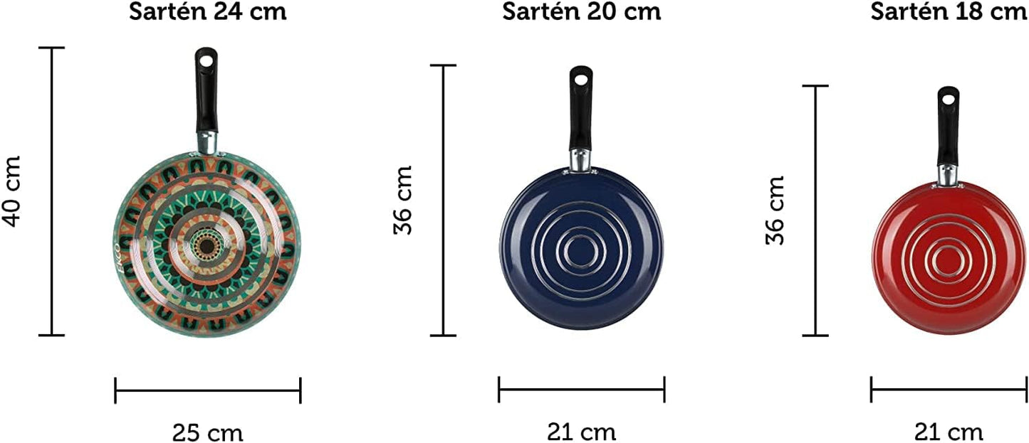 3-Piece Frying Pan Set (7.1, 7.9 & 9.4 IN) For all Stovetops, Dishwasher Safe