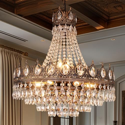 French Empire Crystal Chandeliers, 9-Light Modern Luxury