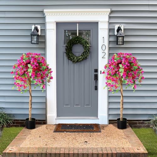 4.4FT Bougainvillea Artificial Tree, Tall Fake Floor Plant for Indoor Outdoor Décor