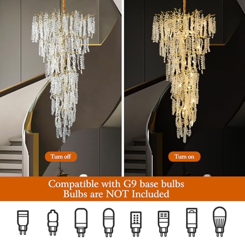 H134'' Modern Crystal Tree Branch Chandelier, Foyer High Ceiling Chandelier