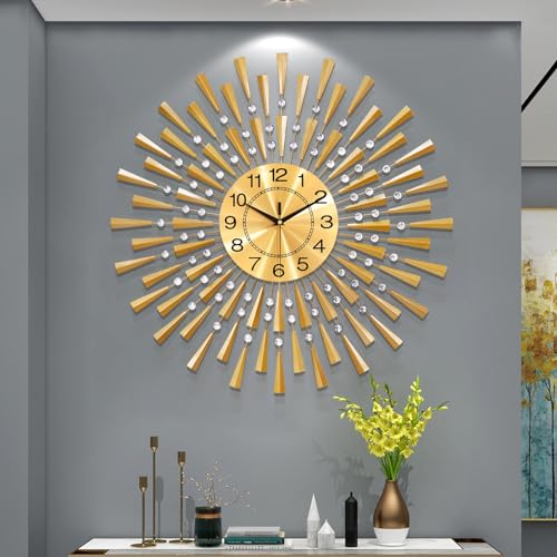 Large Wall Clocks for Living Room Decor Modern Gold Silent Wall Clock Battery Operated