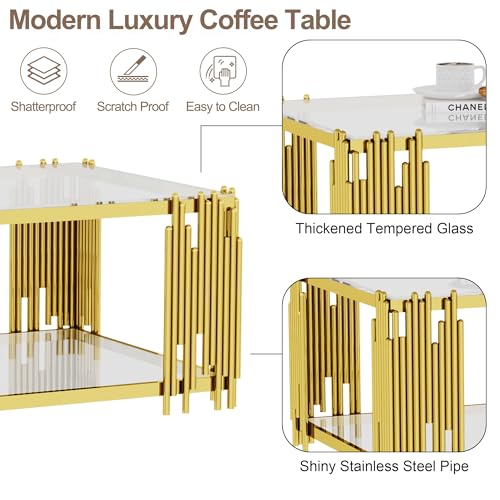 Modern Living Room Table Gold Stainless Steel Metal Leg Rectangular