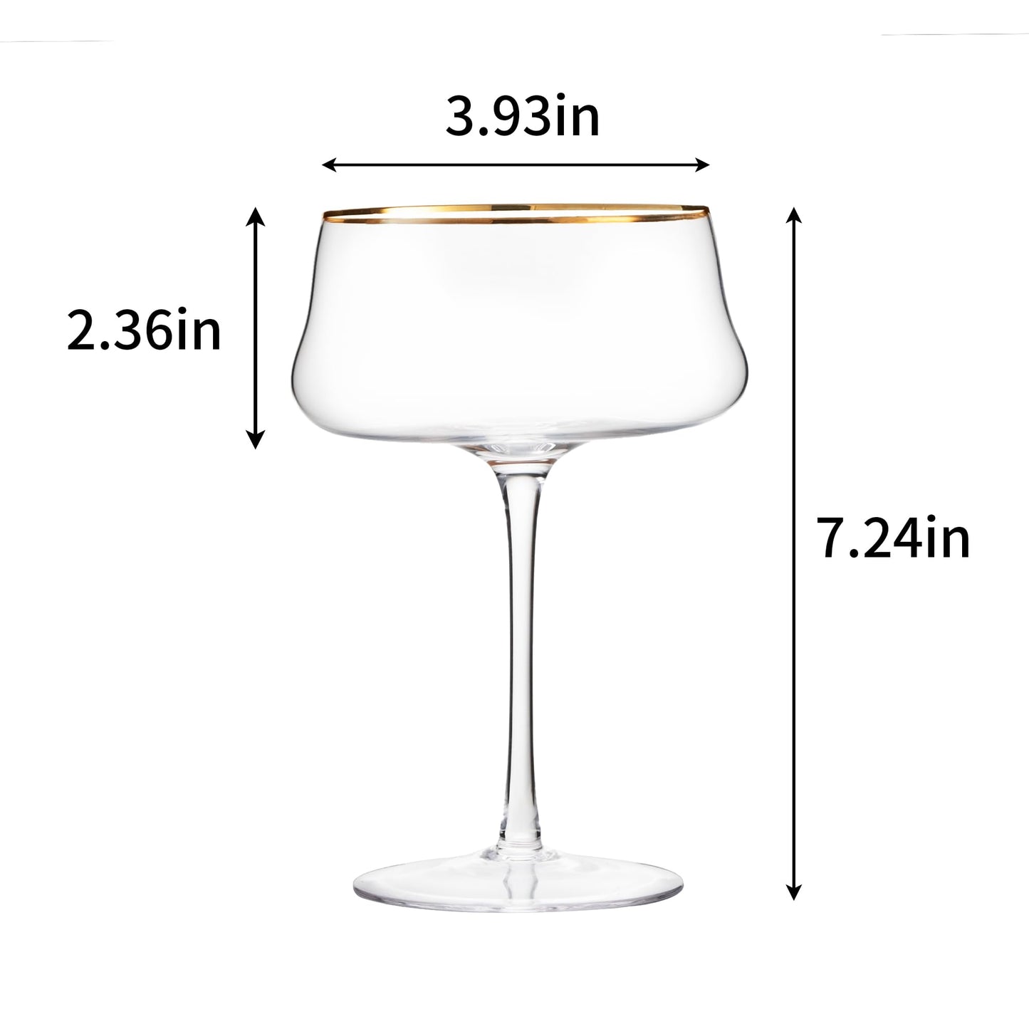 Crystal Martini Cocktail Glasses With Gold Rim 18 Ounce Set of 4