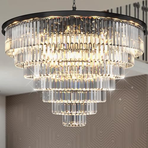 Luxury Smoke Crystal Chrome Chandelier, 8 Lights Pendant