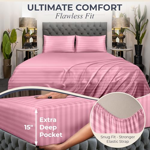 Queen Size Set 4 Pcs - Silky & Luxuriously Soft Satin Bed Sheets