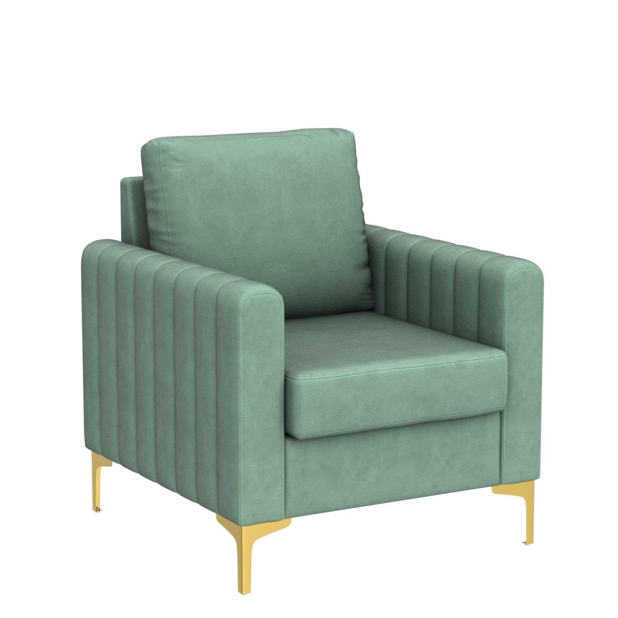 Velvet Accent Club Chairs Set of 2 with Gold Metal Legs