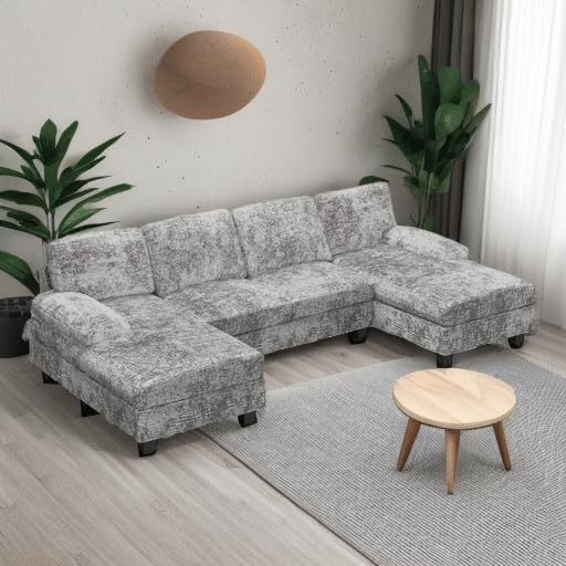 Convertible Sectional Sofa Couch, 4 Seat Sofa Set for Living Room