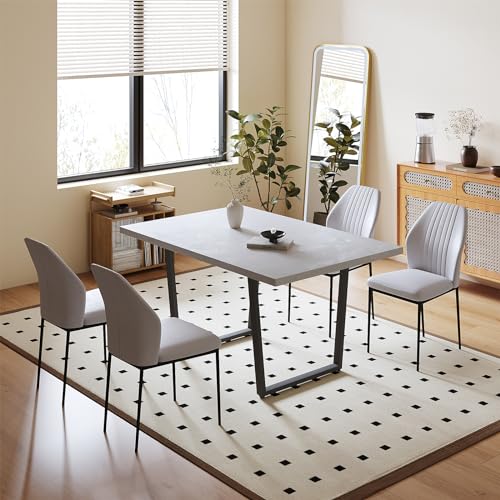 5 Piece Dining Table Set, Kitchen Dining Table and Leather Dining Chairs