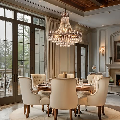 French Empire Crystal Chandeliers, 9-Light Modern Luxury