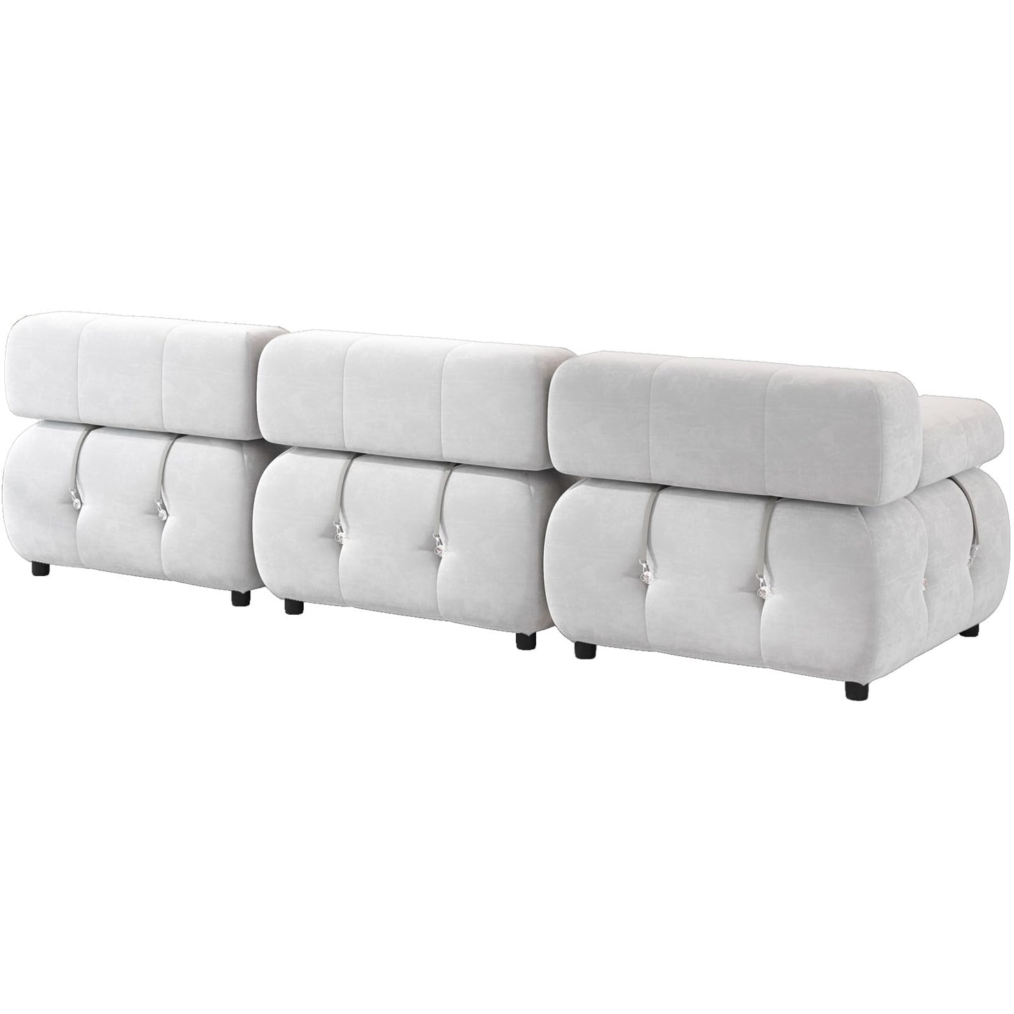 103" W Convertible Modular Sectional Sofa, Luxury Modern 4-Seater Bubble Sofa