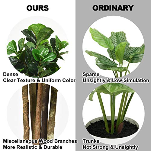 Fiddle Leaf Fig Tree, 6FT Tall Artificial Tree Greenery Plants in Pots