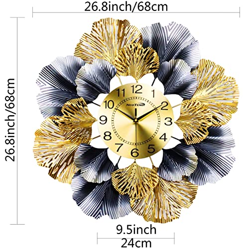 Large Wall Clock for Living Room Decor - Silent Battery Operated