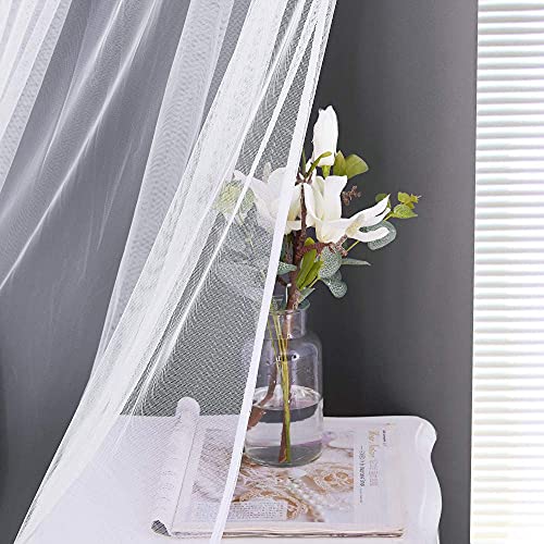 Double-Layered Curtains with Tie-Backs Sheer Drapes Light Blocking, 2 Pcs