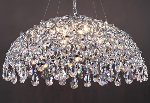 Modern Crystal Chandelier, Gold Pendant Flower Hanging Lighting