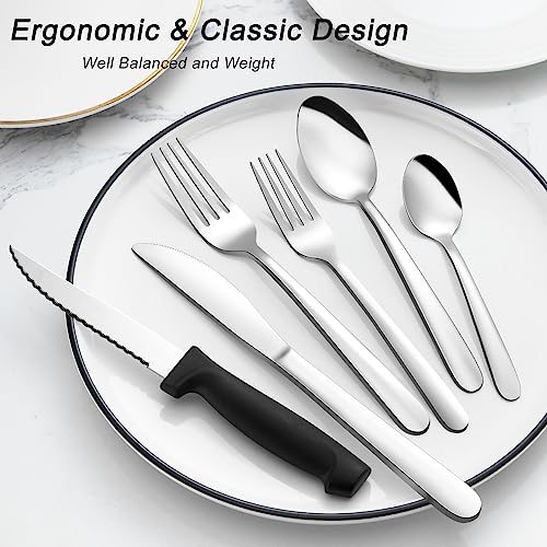 72-Pieces Silverware Sets for 12, Flatware Set with Steak Knives