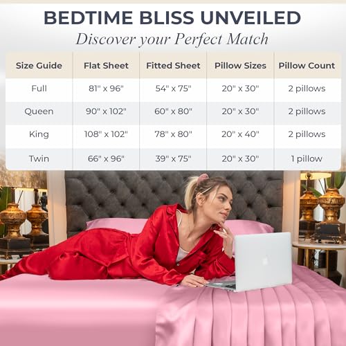 Queen Size Set 4 Pcs - Silky & Luxuriously Soft Satin Bed Sheets