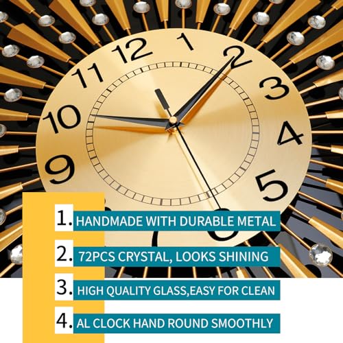 Large Wall Clocks for Living Room Decor Modern Gold Silent Wall Clock Battery Operated