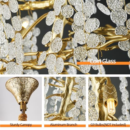 H134'' Modern Crystal Tree Branch Chandelier, Foyer High Ceiling Chandelier