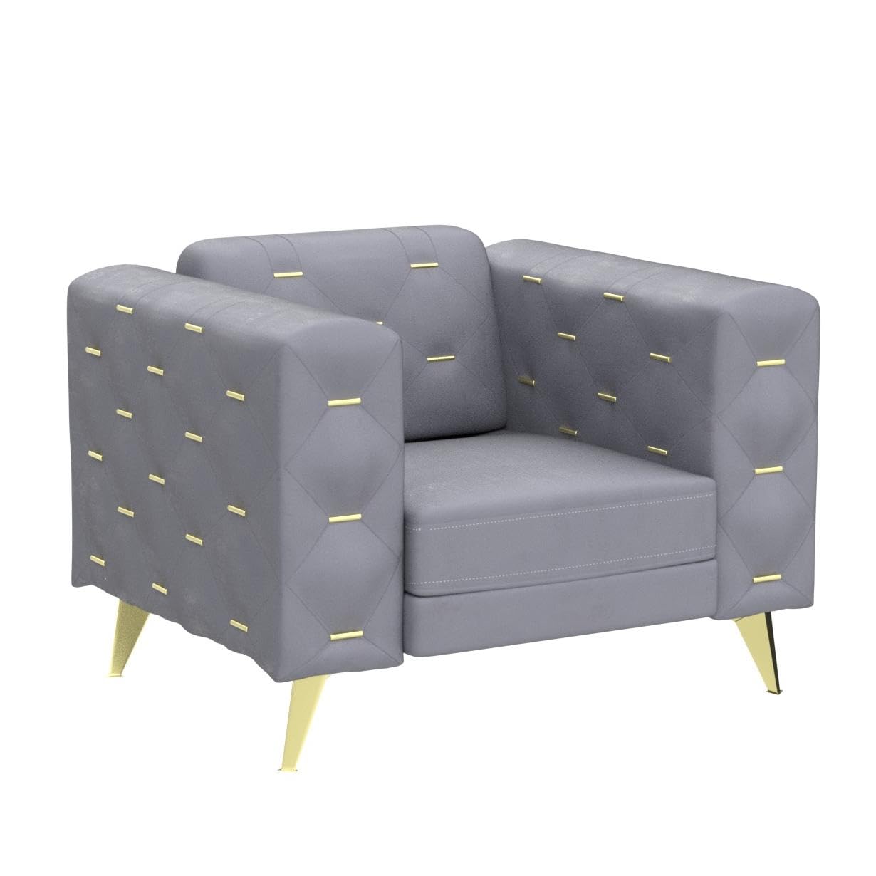 84'' Velvet Upholstered 3 Seater with Square Arms and Tufted Back, Mid-Century Modern