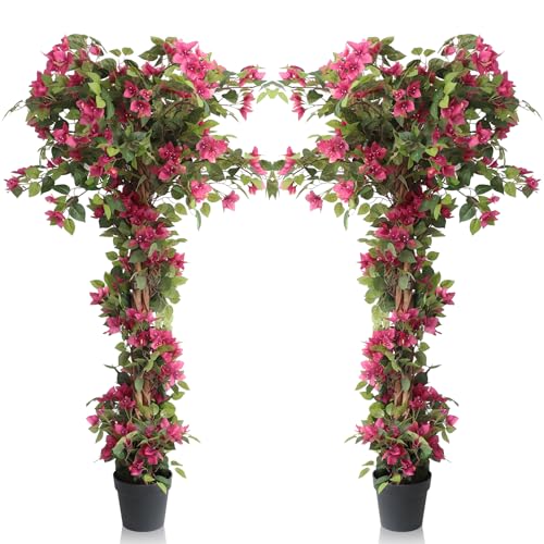 5 Feet Artificial Bougainvillea Tree with Flowers in Plastic Pot