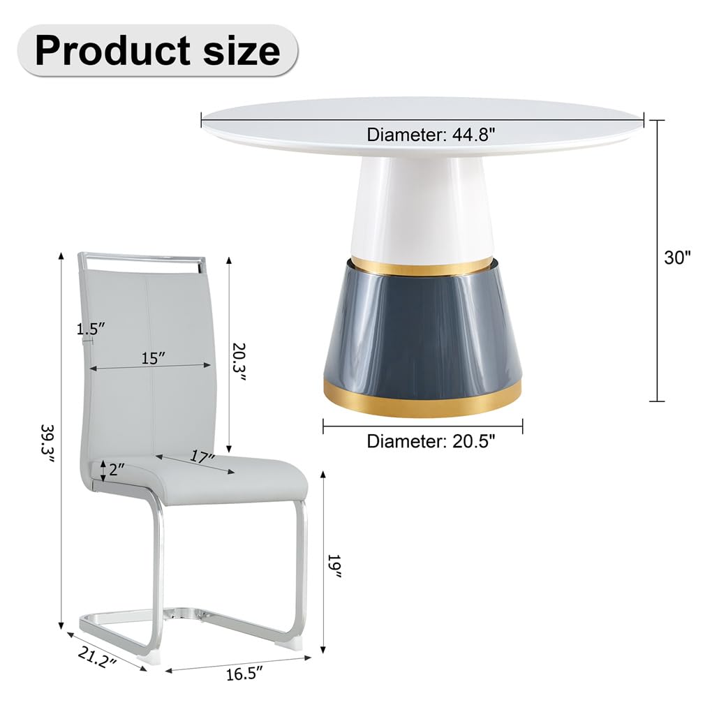 Round Dining Table Set for 6, 45''Round Wooden Dining Set